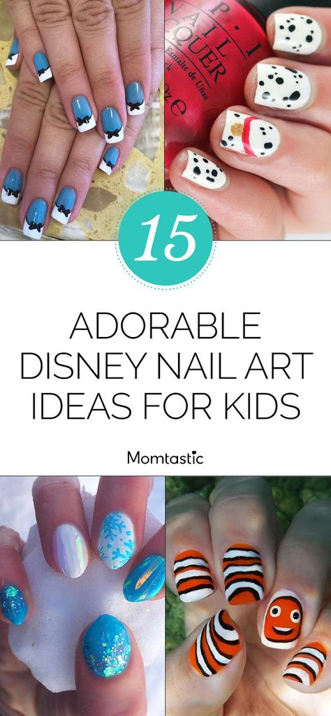 Ready to try some DIY Disney nail art at home? Disney Nail Designs French Tips, Kid Disney Nails, Disneyland Nails Designs, Disney Character Nails, Diy Disney Nails, Nail Designs For Kids, Disney Nail Ideas, Simple Disney Nails, Cinderella Nails