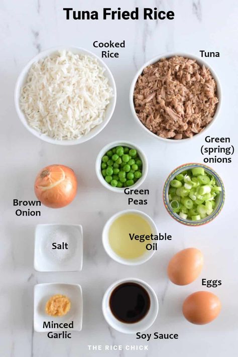 Tuna Fried Rice - The Rice Chick Rice And Tuna, Tuna Fried Rice, Wellington Food, Tuna Rice, Tuna And Egg, Cooking Basmati Rice, Making Fried Rice, Healthy Tuna, Tuna Recipes