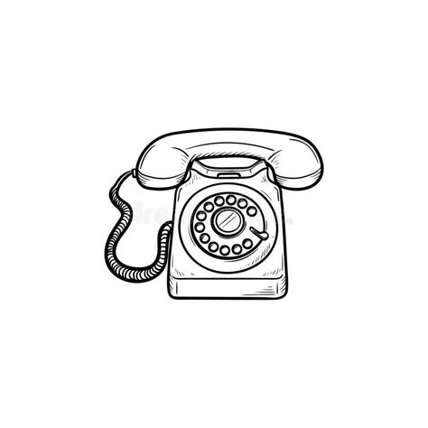 Vintage Telephone Hand Drawn Outline Doodle Icon. Stock Vector - Illustration of design, connect: 127220371 Phone Sketch, Sketch Doodles, Decor Color Palette, Diy Sharpie, Line Art Vector, Doodle Icon, Minimalist Iphone, Vintage Phones, Vintage Telephone