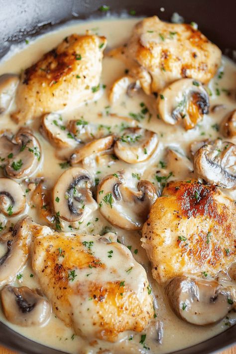 Recipes With Smoked Sausage, Cajun Alfredo Recipe, Chicken With Mushroom, Asiago Chicken, Creamy Cajun Chicken, Chicken Sausage Pasta, Turkey Cutlets, Sautéed Mushrooms, Cake Rolls