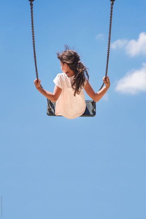 Swings Photography, Girl Swinging, The Blue Sky, Flying High, Ap Art, Fly High, 인물 사진, Children Photography, 그림 그리기