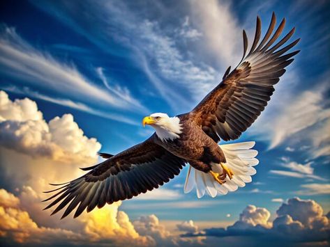 Photo an eagle flying in the sky with cl... | Premium Photo #Freepik #photo Flying Eagle Photography, Eagle Photo, Flying In The Sky, Eagle Flying, Sky With Clouds, Eagle In Flight, Photography Assignments, Eagle Wallpaper, Eagle Pictures