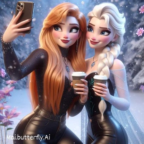 Frozen Elsa And Anna Wallpaper, Disney Animation Wallpaper, Disney Princess Outfits Women, Disney Princess Together, Cute Cartoon Wallpapers Disney, Elsa Stuff, Elsa Disney Princess, Elsa Anime, Realistic Disney Princess