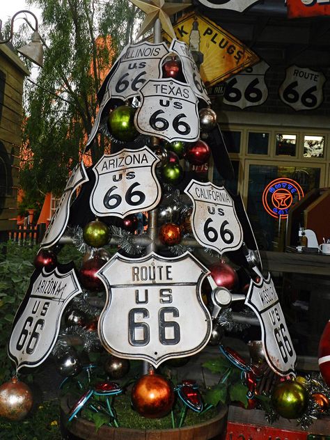 Y13 Route 66 Shield Tree Disneyland Cars Land Disneyland Cars Land, Disneyland Ca, Cars Land, California Adventure, Route 66, Disneyland, California, Cars, Christmas