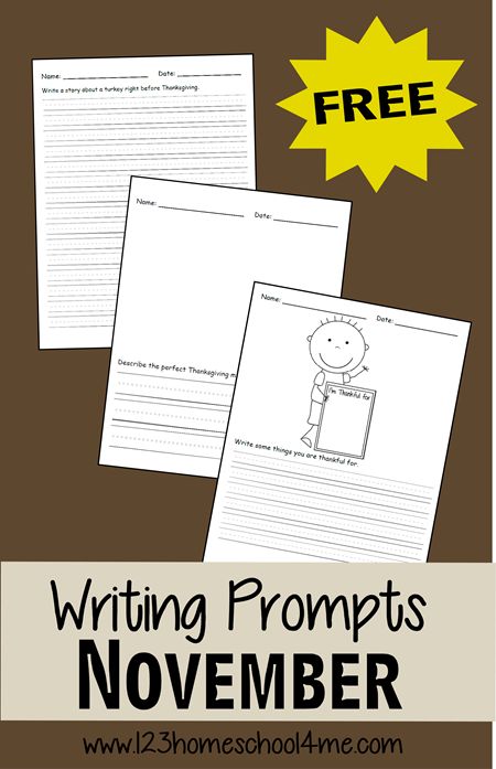 These FREE November Creative writing prompts from 123 Homeschool 4 Me contain a black & white illustration your child can color as w November Writing Prompts, Homeschool Writing Prompts, 123 Homeschool 4 Me, Free Writing Prompts, Homeschool Writing, Writing Prompts For Kids, Homeschool Printables, Free Homeschool, Creative Writing Prompts