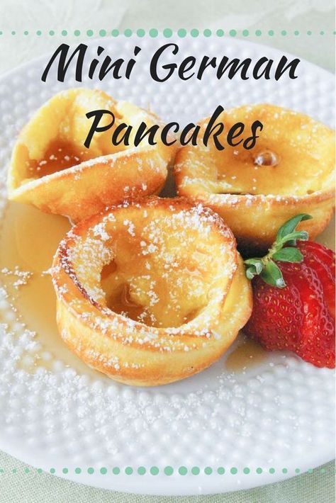 Mini German Pancakes, German Pancakes, Breakfast Pancakes, Breakfast Items, Breakfast Brunch Recipes, Breakfast Treats, Savoury Cake, Breakfast Dishes, Best Breakfast