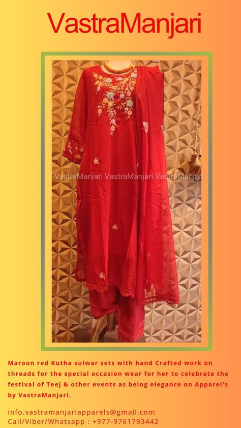 A red dress is always an eye-catcher, a must-have for any fashionista. A woman can never go wrong in a red outfit as it will bring out her confidence, charm, and personality. Red is the color of power, vitality, and love and, therefore, wearing red is a sexy way to turn heads.

#ethnicwear #sarees  #lehengaset   #handembroidery #Threadtexture #customerdairies #statisfiedcustomers #Royalbluecolor #Nepalfashion #ForTeej  #festivewear #traditionalfashion #trendyfashion #fashionistastyle #Handcrafte Red Outfit, Wearing Red, Occasion Wear, Red Dress, Must Haves, A Woman, Special Occasion, Bring It On, Confidence