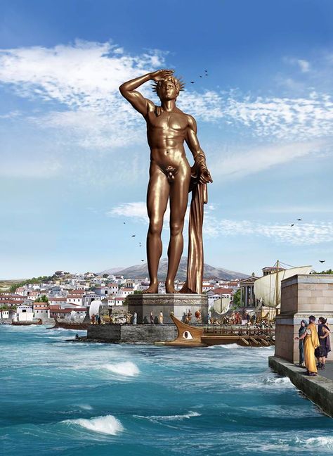 A depiction of the Colossus of Rhodes by Alexander Jubran The Colossus Of Rhodes, Colossus Of Rhodes, Rhodes, Alexander, Wonder Woman, Wonder, Fictional Characters, Art