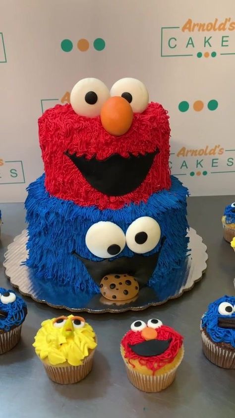 Diy Sesame Street Cake, Seaseme Street Birthday Party, Elmo Smash Cake, Elmo Birthday Party Boy, Sesame Street Birthday Cakes, Elmo Birthday Cake, Sesame Street Cupcakes, Cookie Monster Birthday Party, Sesame Street Cake