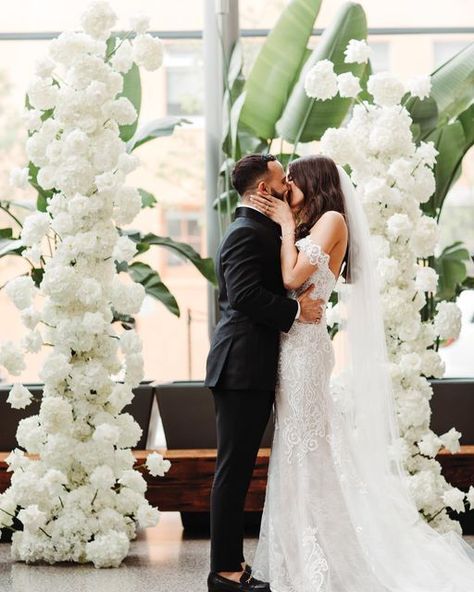 White Ceremony Flowers, Hydrangea Arch, Deconstructed Arch, Alter Arrangements, White Hydrangea Wedding, The Olana, White Ceremony, White Wedding Arch, Ceremony Arches