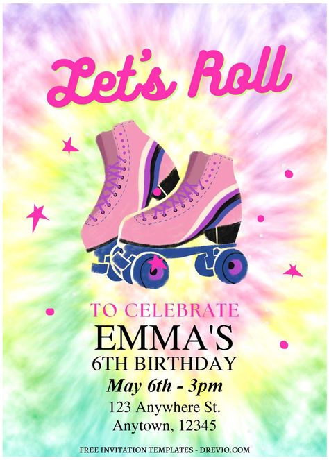 Skating Birthday Invitations, Roller Rink Birthday, Roller Skating Birthday Party Invitations, Roller Skate Invitations, Birthday Invitations Templates, Roller Skating Party Invitations, Roller Skating Birthday Invitations, Roller Skate Birthday Party, Skate Birthday Party