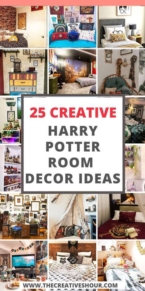 Unleash your inner wizard or witch with these easy and creative DIY Harry Potter bedroom ideas. Whether you're a Gryffindor or a Hufflepuff, find inspiration to infuse the enchantment of Hogwarts into your space. Explore ideas for personalized decor that will transport you to the wizarding world. Harry Potter Bedroom Girls, Harry Potter Paint Colors Bedroom, Harry Potter Bedroom Kids, Harry Potter Shelf Decor, Harry Potter Room Design, Kids Harry Potter Bedroom, Hogwarts Bedroom Ideas, Harry Potter Room Diy, Harry Potter Theme Bedroom