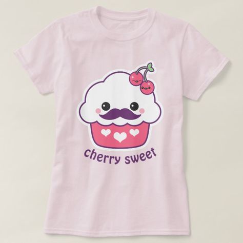 Cute Cherry Cupcake T-Shirt #mustache #cupcake #cute #kawaii #cherry #TShirt Kawaii Cherry, Cherry Cupcakes, Elephant Gifts, Cute Kawaii, Custom Holiday Card, Custom Accessories, Your Style, Shirt Style, Cupcake