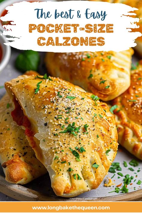 Easy Pocket-Size Calzones Homemade Pizza Calzone, Pizza Calzone Recipe Easy, How To Make A Calzone, Mini Calzones Easy, Crimpit Recipes, Pepperoni Calzone Recipe, Easy Calzones, Pocket Recipes, Pocket Sandwiches