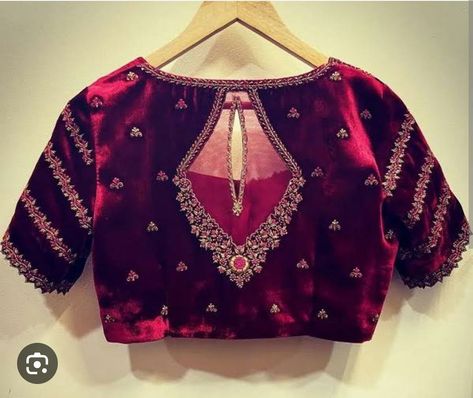 Velvet Blouse Maggam Work, Velvet Blouse Maggam Work Designs, Velvet Blouse Work Designs, Velvet Blouse Designs, Velvet Blouse Design, Maggam Blouses, Work Blouse Designs, Alpona Design, Maggam Work Blouse