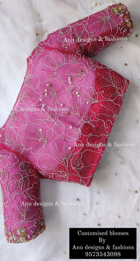 Tissue Blouse Work Designs, Pink Blouse Maggam Work Designs, Simple Blouse Work Designs, Paithani Blouse Designs Latest, Simple Hand Work Blouse Designs, Work Blouse Designs, Latest Bridal Blouse Designs, Latest Blouse Designs Pattern, Best Blouse Designs