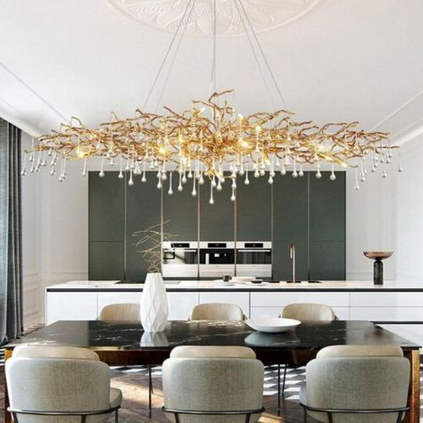 Blitz Design, Open Plan Kitchen Dining Living, Open Plan Kitchen Dining, Swag Light, Kitchen Dining Living, Luxury Chandelier, Ceiling Spotlights, 5 Light Chandelier, Barn Lighting