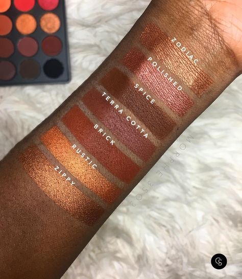 Morphe 35O2 palette swatches by @cocoaswatches. Gorgeous! Black Queen Makeup, Morphe 35o, Makeup 101, Queen Makeup, Face Beat, Dark Skin Beauty, Nude Eyeshadow, Beauty Inspo, Makeup Swatches