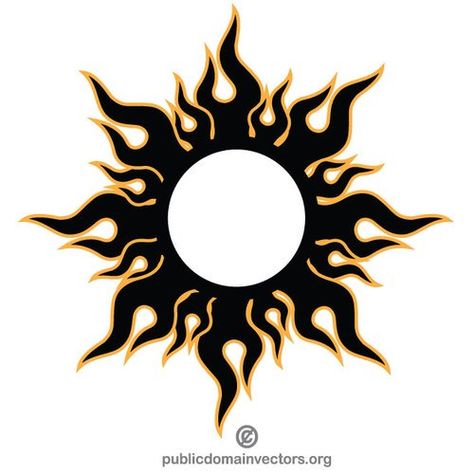 Tribal Sun clip art graphics | Public domain vectors Sun Clip Art, The Sun, Wattpad, Clip Art, Sun, Yellow, Books, Black, Art