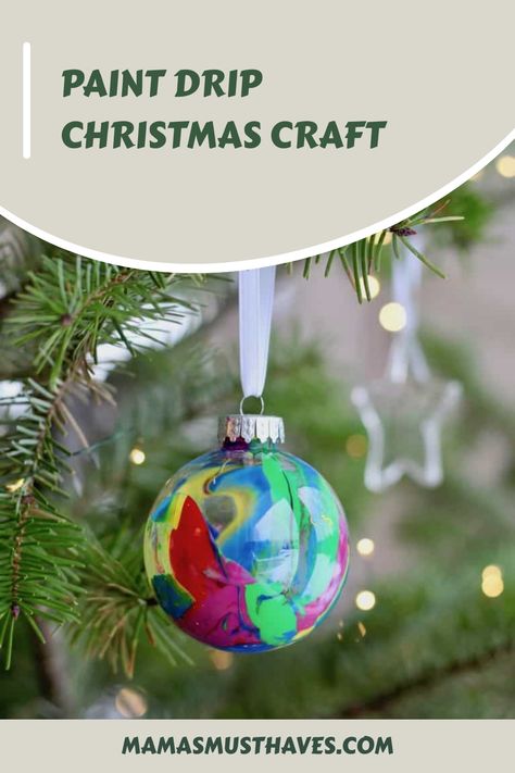 paint drip Christmas craft Christmas Ornament Crafts For Kids, Ornament Crafts For Kids, Christmas Tradition Ideas, Clear Plastic Ornaments, Clear Christmas Ornaments, Fun Holiday Crafts, Clear Glass Ornaments, Homemade Christmas Ornaments, Holiday Activities For Kids