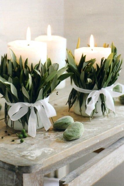 Rustic Christmas Decor DIY Ideas ~ Scandinavian, Nature Crafts,tc Rustic Christmas Diy, Trendy Party Decor, Candle Wrap, Garden Wedding Ideas, Garden Party Wedding, Trendy Flowers, Diy Centerpieces, Wedding Table Decorations, Flowers Beautiful