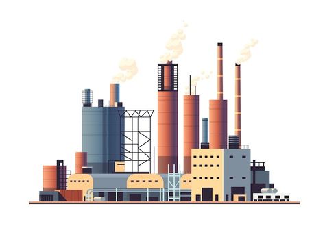 Vector energy generation plant with chim... | Premium Vector #Freepik #vector Tata Steel, Industrial Manufacturing, Storage Tanks, Manufacturing Plant, Heavy Industry, Graphic Design Tutorials, Design Tutorials, Premium Vector, Graphic Resources