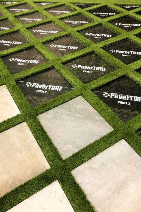 PaverTurf makes for easier installs of artificial grass and paver walkways, patios, pool decks and driveways in half the time. Turf Backyard, Pavers Backyard, Paver Walkway, Synthetic Turf, Backyard Remodel, Backyard Inspiration, Artificial Turf, Backyard Makeover, Backyard Projects