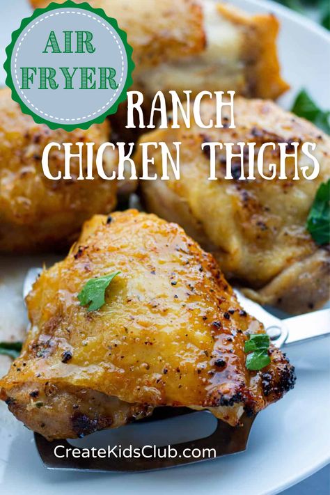 Air Fryer Ranch Chicken Thighs that are crispy on the outside and juicy on the inside. The extraordinary ranch flavor paired with the crunchy chicken will have your family grabbing an extra piece or two! Air Fryer Ranch Chicken, Air Fryer Boneless Chicken Thighs, Ranch Chicken Thighs, Chicken Bacon Ranch Pizza, Stuffed Shrimp, Baked Ranch Chicken, Air Fryer Chicken Thighs, Brown Sugar Chicken, Carnivore Recipes