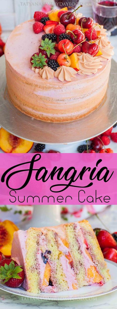 Sangria Cake, Christmas Toffee, Fruit Sangria, Summer Cake, Fruitcake Recipes, Gateaux Cake, Summer Cakes, Cupcake Cake, Cake Mix Cookies