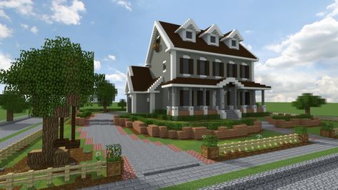 Traditional Georgian House | Behind the Picket Fence Minecraft Project Fence In Minecraft, Minecraft Georgian House, Minecraft Fence Designs, Minecraft Fence Ideas, Minecraft Mansions, Minecraft Suburban House, Minecraft Roof, Minecraft Modern City, Modern Minecraft Houses