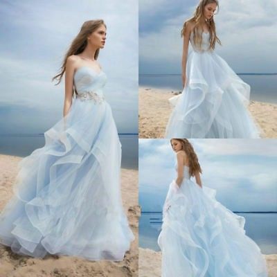 Tulle Ruffle Wedding Dress, Baby Blue Wedding Dresses, Ballroom Aesthetic, Light Blue Wedding Dress, Sky Blue Weddings, Blue Wedding Gowns, Baby Blue Weddings, Blue Wedding Dress, Light Blue Wedding