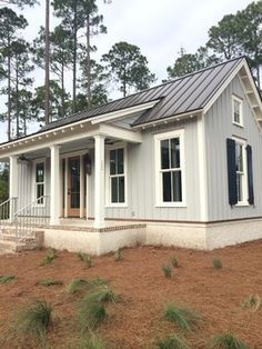 Metal Roof Houses Color Combos, Small Ranch House Exterior, House Exterior Ideas, Cottage House Exterior, Grey Exterior House Colors, Metal Roof Houses, Exterior House Siding, Exterior House Renovation, Ranch House Exterior