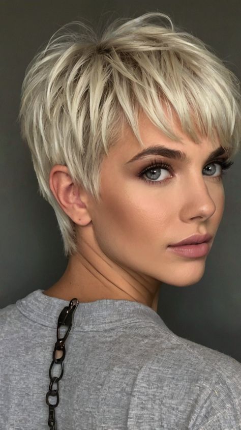 Flaunt Your Look with Platinum Blonde with Blue Hues 51 Platinum Blonde Hair Color Ideas Fresh Ne... Very Short Hair Blonde, Hair Color Platinum, Platinum Blonde Hair Color Ideas, Short Spiked Hair, Celebrity Short Hair, Platinum Blonde Hair Color, Balayage Blond, Blonde Hair Color Ideas, Stylish Short Haircuts