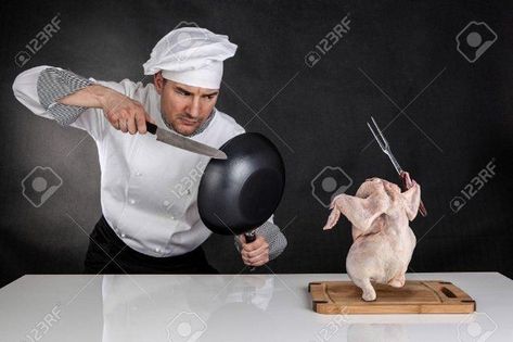 A White Background, The Table, White Background, Chef, Stock Photos, Chicken