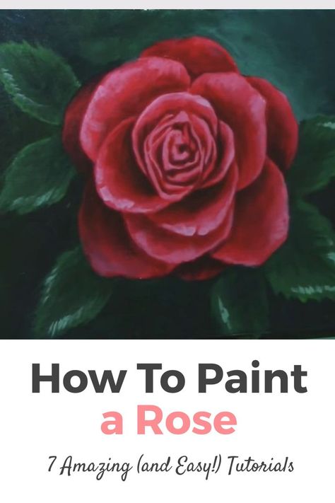 How to Paint a Rose the easy way, 10 great tutorials! Learn How to Paint a Rose Step by Step with the Best Online Video Tutorials with Acrylic and many more techniques! They're very easy both for beginners, intermediate and advanced artists! Painting Ideas on Canvas with Acrylic Paint, oil, pencil, watercolors, and many more painting techniques! Acrylic Painting Roses Step By Step, How To Paint A Rose With Acrylic Easy, Paint A Rose Step By Step, Painting A Rose Acrylic, How To Paint A Rose Step By Step, Rose Canvas Painting Easy, Painted Roses Acrylic, How To Paint Realistic Flowers, Painting Roses Easy