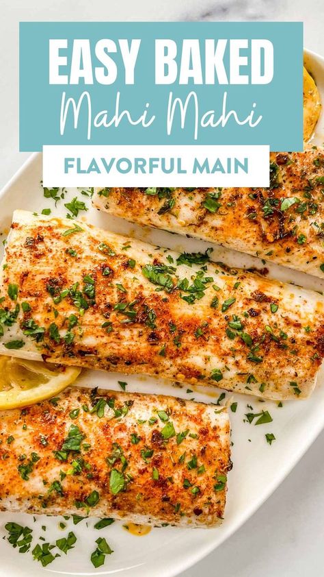 This easy baked mahi mahi fish recipe is ready in about 20 minutes! Paired with butter, lemon, and just the right seasonings, then baked to perfection, this wonderful, tender mahi mahi is a great fish recipe! Shake And Bake Fish, Maui Maui Recipes, Paleo Mahi Mahi Recipes, Mahi Mahi Recipes Baked Easy, Lemon Butter Mahi Mahi Recipes, Maui Maui Fish Recipes Baked, Mahi Mahi Marinade Recipes, Maui Mahi Recipes, Mahi Mahi Recipes Baked Healthy