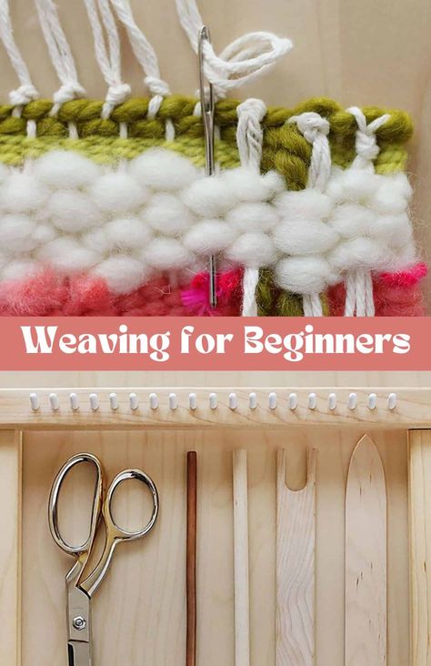 Weaving for Beginners - A Beautiful Mess Homemade Weaving Loom, Weaving Loom Patterns For Beginners, Beginning Weaving Projects, Weaving In The Round, Weaving Loom Projects For Beginners, Weaving Techniques Beginner, Weaving Crafts For Adults, Learn To Weave, High School Weaving Projects