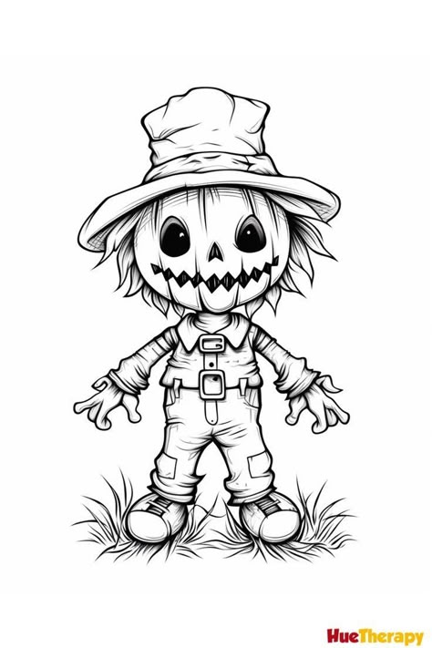 Scarecrow Drawing, Laser Halloween, Free Printable Halloween Coloring Pages, Halloween Scenes, Halloween Coloring Pages For Kids, Halloween Coloring Sheets, Free Halloween Coloring Pages, Witch Coloring Pages, Free Printable Halloween