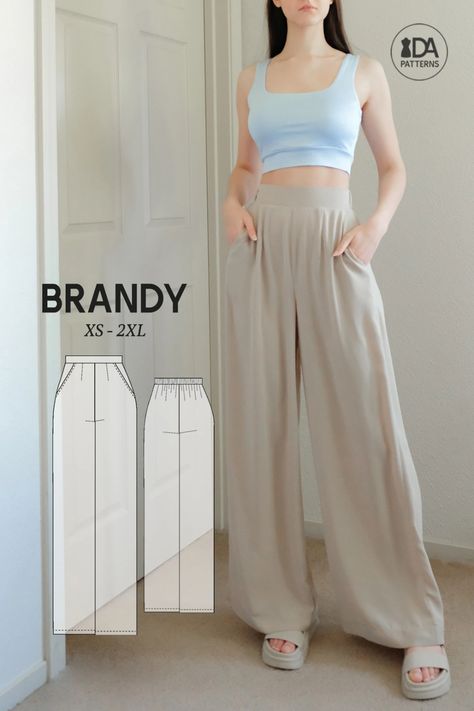 Brandy Pants Pattern Free Sewing Patterns For Women Pants, Palazzo Pants Sewing Pattern Free, Sewing Pattern Wide Leg Pants, Sewing Wide Leg Pants, Wide Leg Pants Pattern Free, Easy Pants Sewing Pattern, Pants Sewing Pattern Free, Palazzo Pants Sewing Pattern, Wide Leg Pants Sewing Pattern