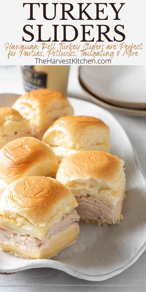 These Turkey and Cheese Sliders made with leftover turkey breast or sliced deli, two types of cheese and Bechmel sauce, will take your slider game to the next level. This Hawaiian roll turkey sliders recipe is perfect to make for holiday parties, game day, potlucks or a quick go-to for lunch or dinner. Hawian Roll Sandwiches Turkey, Leftover Turkey Breast, Turkey And Cheese Sliders, Hawaiian Roll Turkey Sliders, Sliders Recipes Turkey, Hawaiian Roll Sandwiches, Sliders Recipes Hawaiian Rolls, Hawaiian Roll Sliders, Turkey Sliders