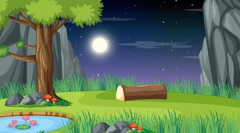 Landscape At Night, Free Cartoon Characters, Empty Background, Lotus Flower Wallpaper, Game Background Art, Forest Drawing, Photoshop Backgrounds Backdrops, House Cartoon, Jungle Illustration