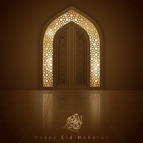 Eid mubarak islamic design mosque door for greeting background Premium Vector Mosque Door, Modern Arabic Interior, Mosque Design Islamic Architecture, Muslim Prayer Room Ideas, Islamic Interior Design, Prayer Room Ideas, Hostels Design, Arabic Decor, Mosque Design