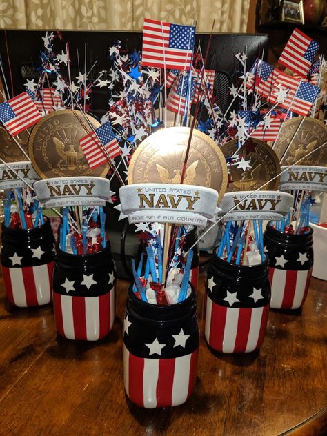 Veterans Day Table Decorations Centerpiece Ideas, Veterans Day Centerpieces Table Decorations, Navy Retirement Party Ideas Centerpieces, Navy Retirement Centerpieces, Navy Retirement Party, Veterans Day Centerpieces, Military Centerpiece Ideas, Us Navy Party, Navy Party Themes