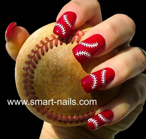 Funky Nail Art Designs, Baseball Nail Designs, Sport Nails, Baseball Nails, Baseball Pics, Smart Nails, Sports Nails, Nail Art Stencils, Baseball Wedding