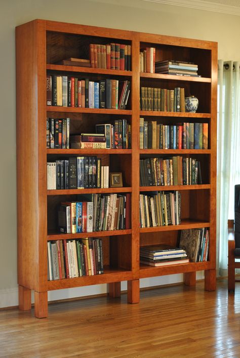 Mid Century Modern Cherry Bookcase on Behance / admired by http://www.truelatvia.com Modern Bookshelf Design, Cherry Bookcase, Mid Century Modern Bookshelf, Minimalist Bookshelves, Mid Century Modern Bookcase, Unique Bookshelves, Custom Bookshelves, Library Bookshelves, Decorating Bookshelves