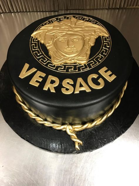 Want something Versace but don't want to pay an arm and leg? Come get a cake instead #nataliebakery #Versace Versace Cake For Men, Versace Birthday Cake, Versace Wallpaper Gold, Versace 2020 Spring Summer, Versace Logo Wallpapers, Versace Cake, Nautical Birthday Cakes, Versace Donatella, Versace 2020