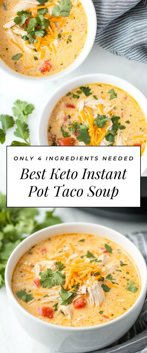 Image for Best Keto Instant Pot Taco Soup Low Carb Taco Soup Crock Pots, Tortilla Soup Keto, Instant Pot Soup Recipes Healthy, Keto Chicken Tortilla Soup, Instant Pot Taco Soup, Keto Mexican Recipes, Keto Taco Soup, Low Carb Taco Soup, Low Carb Instant Pot Recipes