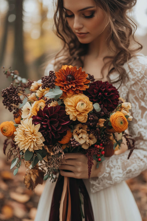 fall wedding bouquets, autumn wedding, fall wedding flowers Fall Brides Bouquet, Wedding Bouquets Autumn, Autumn Bridal Bouquet, Fall Bridal Bouquet, Fall In Love Bridal Shower, Early Fall Weddings, Autumn Bouquet, Fall Bouquet, Bridal Bouquet Fall