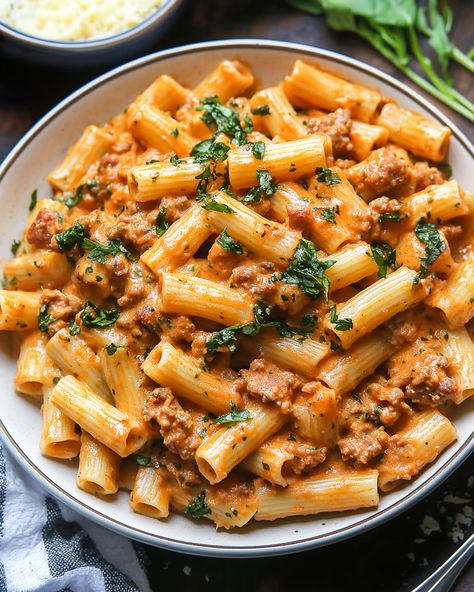 Sausage Rigatoni Pasta Recipe Sausage Rigatoni Pasta, Creamy Sausage Rigatoni, Recipe With Italian Sausage, Rigatoni Pasta Recipes, Italian Sausage Recipes Pasta, Sausage Rigatoni, Italian Sausage Pasta, Italian Sausage Recipes, Rigatoni Pasta