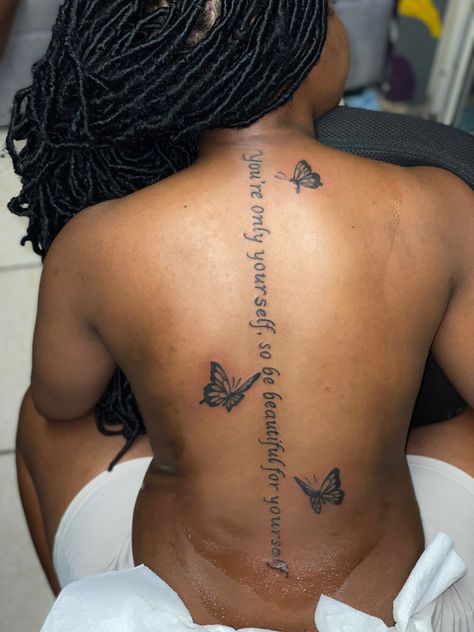 Back Tattoo Women Spine, Back Tattoos Spine, Lace Tattoo Design, Butterfly Back Tattoo, Elbow Tattoos, Moon Tattoo Designs, Black Girls With Tattoos, Jesus Tattoo, Spine Tattoos For Women